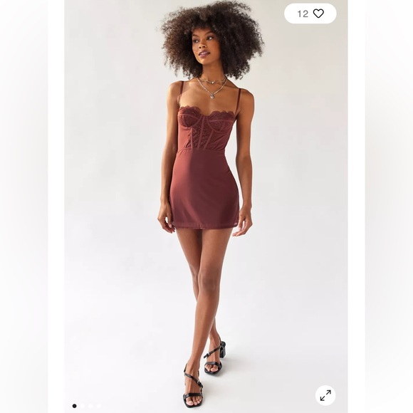 NWOT Urban Outfitters UO Brenna Bustier Mini Dress Size M in Chocolate - Picture 2 of 11